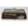 Image 1 : SMALL TOOL BOX WITH 3 VINTAGE PIPE WRENCHES.