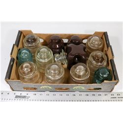 BOX OF VARIOUS INSULATORS.