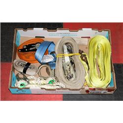 LOT OF ASSORTED STRAPS-HEAVY DUTY RATCHET STRAP