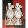 Image 1 : 2 STONE GARDEN CUPIDS ON GLOBE PEDASTLES