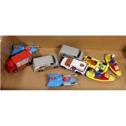 VINTAGE 9 PC SUPERMAN, SHAZAM AND POPEYE DIECAST