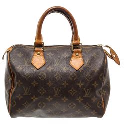 Louis Vuitton Monogram Canvas Leather Speedy 25 cm Bag