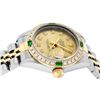 Image 3 : Rolex Ladies 2 Tone 18K Quickset Champagne Diamond & Emerald Datejust Wristwatch