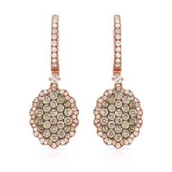 14k Rose Gold 1.23CTW Diamond and Brown Diamonds Earrings, (SI/H)