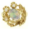 Image 1 : 14K Yellow Gold 1.59 ctw Cabochon Opal & Diamond Textured Cocktail Ring