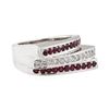 Image 1 : 1.07 ctw Diamond and Ruby Ring - 14KT White Gold