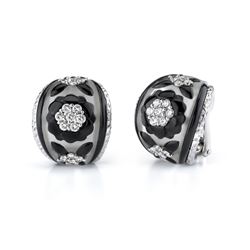 18k White Gold 1.14CTW Diamond and Onyx and Crystal Earrings, (SI1 /H-I)