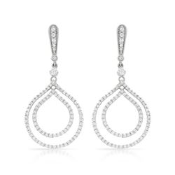 14k White Gold 1.23CTW Diamond Earrings, (SI3/G)