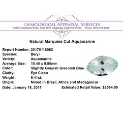 6.41 ct.Natural Marquise Cut Aquamarine