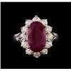 Image 2 : GIA Cert 4.09 ctw Ruby and Diamond Ring - 14KT White Gold