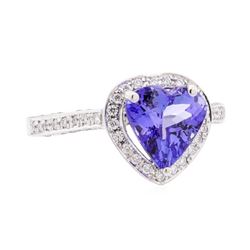 2.61 ctw Tanzanite and Diamond Ring - 14KT White Gold