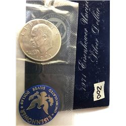 1971 S UNC US Mint Silver Eidenhower Dollar in Original Package