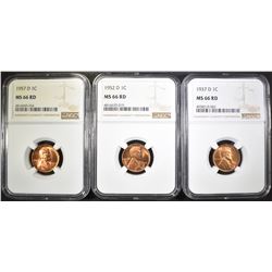 1937-D, 52-D, 57-D LINCOLN CENTS NGC