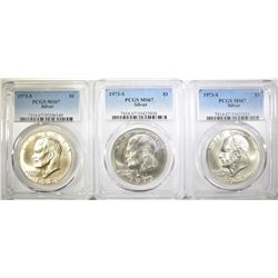 (3) 1973-S SILVER IKE DOLLARS PSGS MS67