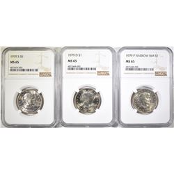 (3) SUSAN B. ANTHONY NGC MS-65
