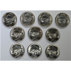 10-BU 1942-P SILVER JEFFERSON NICKELS