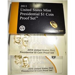 2011, 14 & 15 U.S. PRESIDENTIAL DOLLAR PROOF SETS