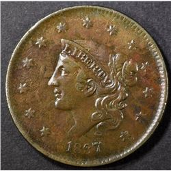 1837 LARGE CENT, XF