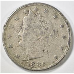 1886 LIBERTY NICKEL FINE POROUS