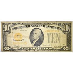 1928 $10 GOLD CERTIFICATE, VG+