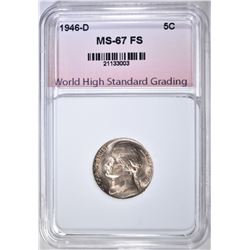 1946-D JEFFERSON NICKEL, WHSG SUPERB GEM BU FS