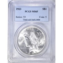 1923 PEACE DOLLAR, PCGS MS-65