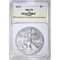 2012 AMERICAN SILVER EAGLE, OBCS PERFECT GEM BU