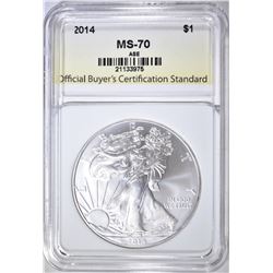 2014 AMERICAN SILVER EAGLE, OBCS PERFECT GEM BU