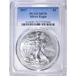 2017 AMERICAN SILVER EAGLE, PCGS MS-70