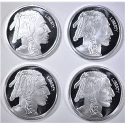 4 HALF OUNCE .999 SILVER BUFFALO/INDIAN ROUNDS