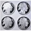 Image 1 : 4 HALF OUNCE .999 SILVER BUFFALO/INDIAN ROUNDS