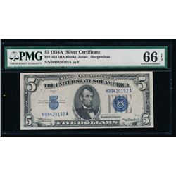 1934A $5 Silver Certificate PMG 66EPQ