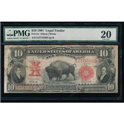 1901 $10 Bison Legal Tender Note PMG 20