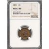 Image 1 : 1891 Indian Head Cent NGC MS63RB