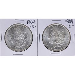 Lot of (2) 1904-O $1 Morgan Silver Dollar Coins