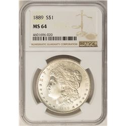 1889 $1 Morgan Silver Dollar Coin NGC MS64