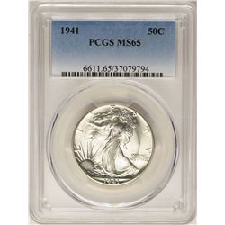 1941 Walking Liberty Half Dollar Coin PCGS MS65