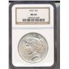 Image 1 : 1923 $1 Peace Silver Dollar Coin NGC MS64
