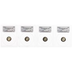 Lot of (4) 1999-S Proof Silver Roosevelt Dime Coins PCGS PR69DCAM