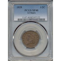 1828 Half Cent 13 Stars PCGS XF40