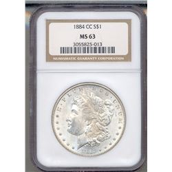 1884 $1 Morgan Silver Dollar Coin NGC MS63