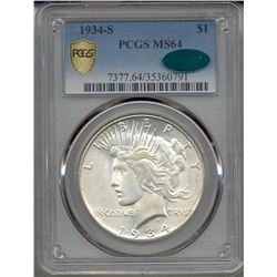 1934-S $1 Peace Silver Dollar Coin PCGS MS64 CAC