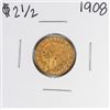 Image 1 : 1908 $2 1/2 Indian Head Quarter Eagle Gold Coin