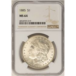 1885 $1 Morgan Silver Dollar Coin NGC MS64