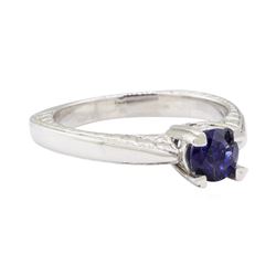 0.60 ctw Sapphire Solitaire Ring - 18KT White Gold