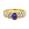 Image 2 : 2.10 ctw Blue Sapphire And Diamond Ring - 18KT Yellow Gold