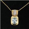 Image 5 : 14K Yellow Gold 2.25 ctw Emerald Cut RICH Aquamarine and Diamond Pendant w/ 16"