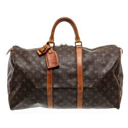 Louis Vuitton Monogram Canvas Leather Keepall 50 cm Duffle Bag Luggage
