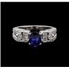 Image 2 : 1.02 ctw Sapphire and Diamond Ring - 14KT White Gold