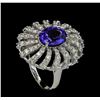 Image 4 : 3.56 ctw Tanzanite and Diamond Ring - 14KT White Gold